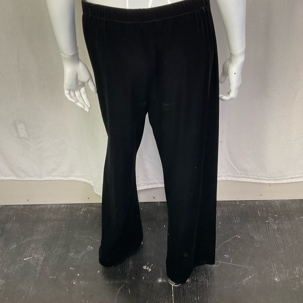 Alex Evenings Women's Black Velvet High Rise Pull On Wide Leg Pants Size L - Picture 7 of 10